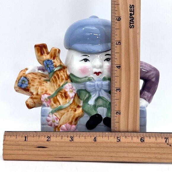 Vintage Feitx Humpty Dumpty Ceramic Teapot Nursery Rhyme Collectible Decor - Picture 10 of 12